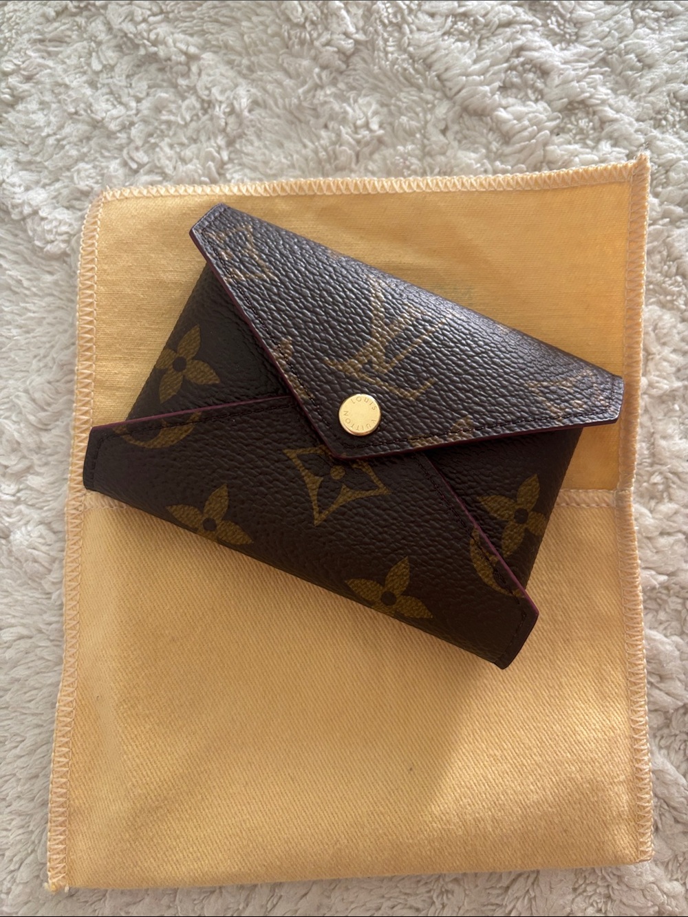 Louis Vuitton Monogram Envelope Card Case in Brown with Gold Hardware Small